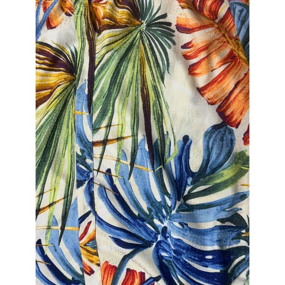 Chicos Palm Print Top Womens 1 Medium Resort Vacation Tropical Relaxed Billowy - Picture 7 of 11